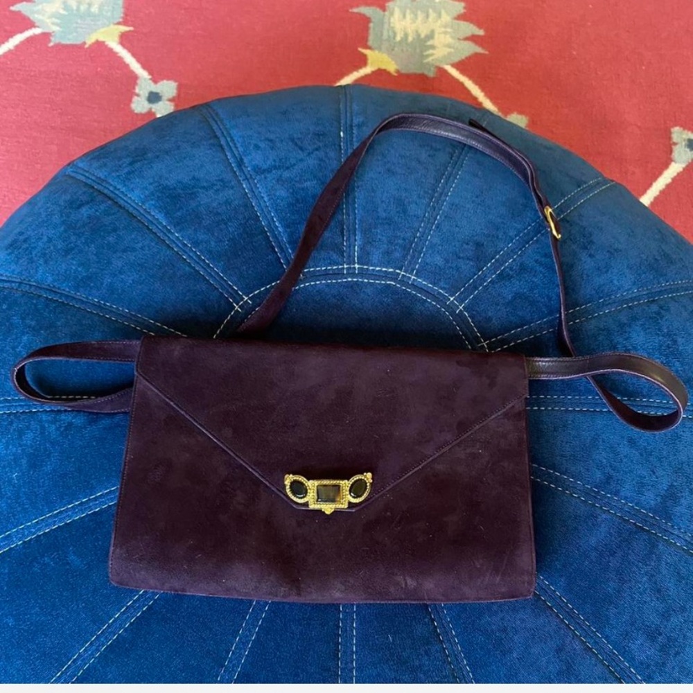 Vintage purple suede and leather Bally crossbody bag